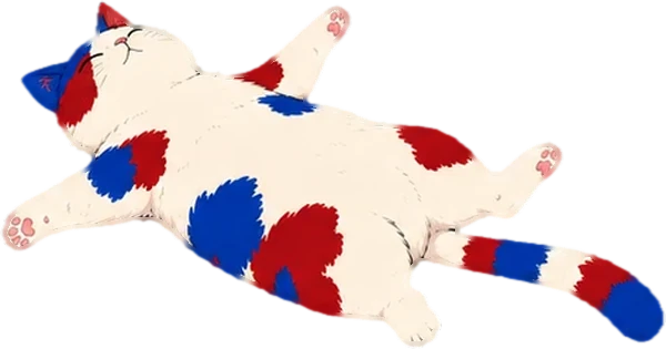 Flip, the $FLIP cat, stretched out on its back